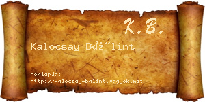 Kalocsay Bálint névjegykártya